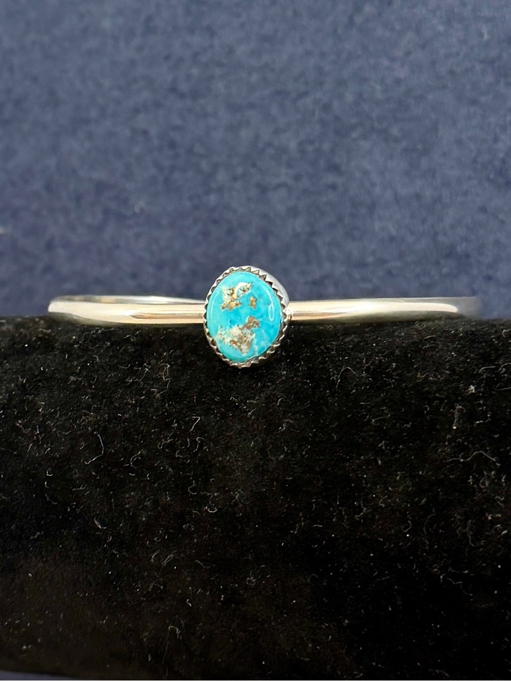 Z. OTERO - Navajo Silver Gold Turquoise Cabochon Cuff Bracelet